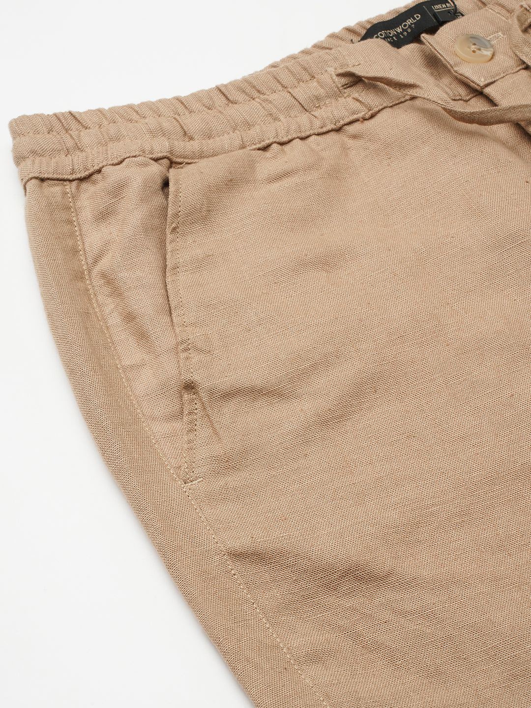 Men's Khaki Linen Excel Regular Fit Pant