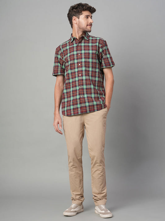 Men's Red Cotton Linen Regular Fit Shirt