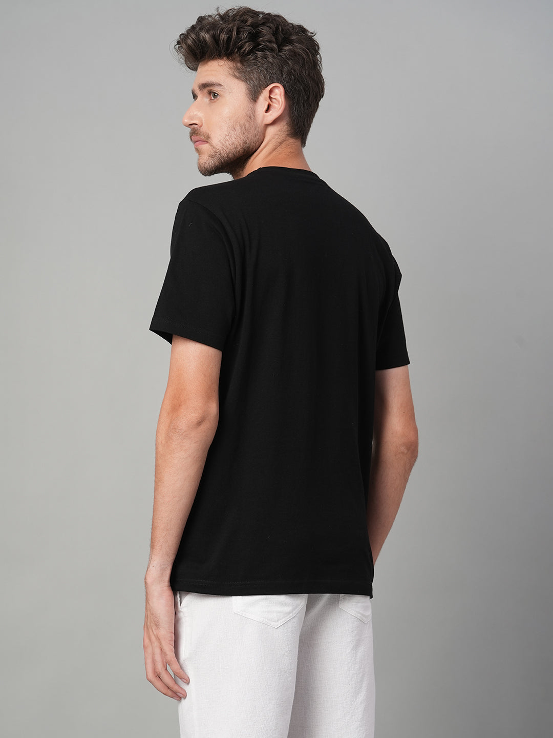 Men's Black 100% Cotton Regular Fit Tshirt