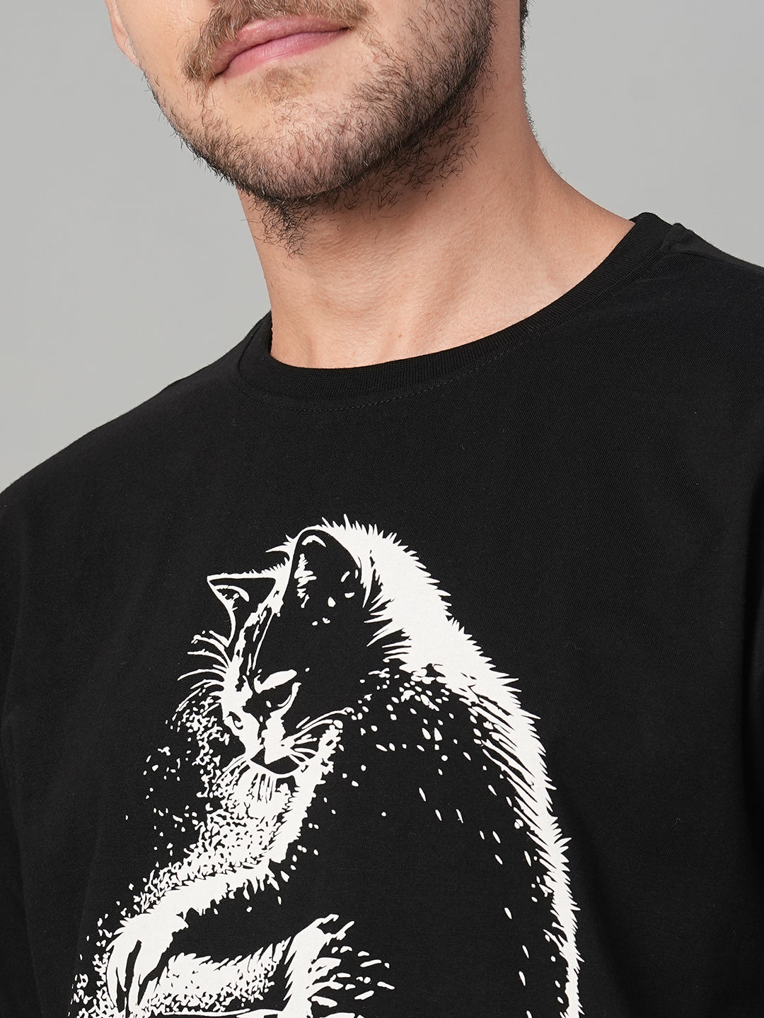Men's Black 100% Cotton Regular Fit Tshirt