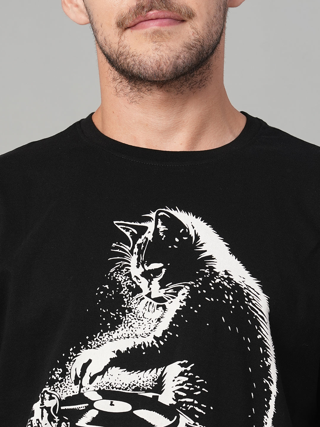 Men's Black 100% Cotton Regular Fit Tshirt