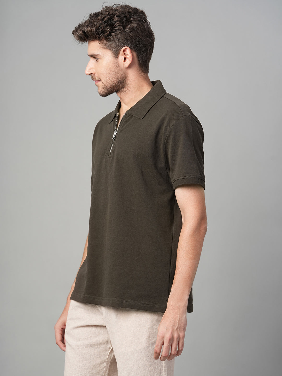 Men's Brown 100% Cotton Regular Fit Tshirt