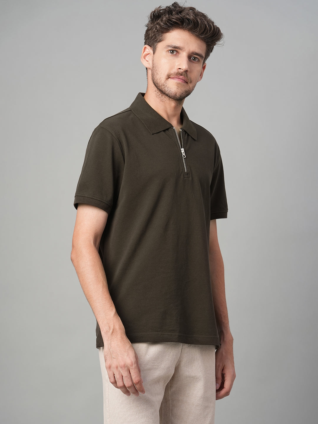 Men's Brown 100% Cotton Regular Fit Tshirt
