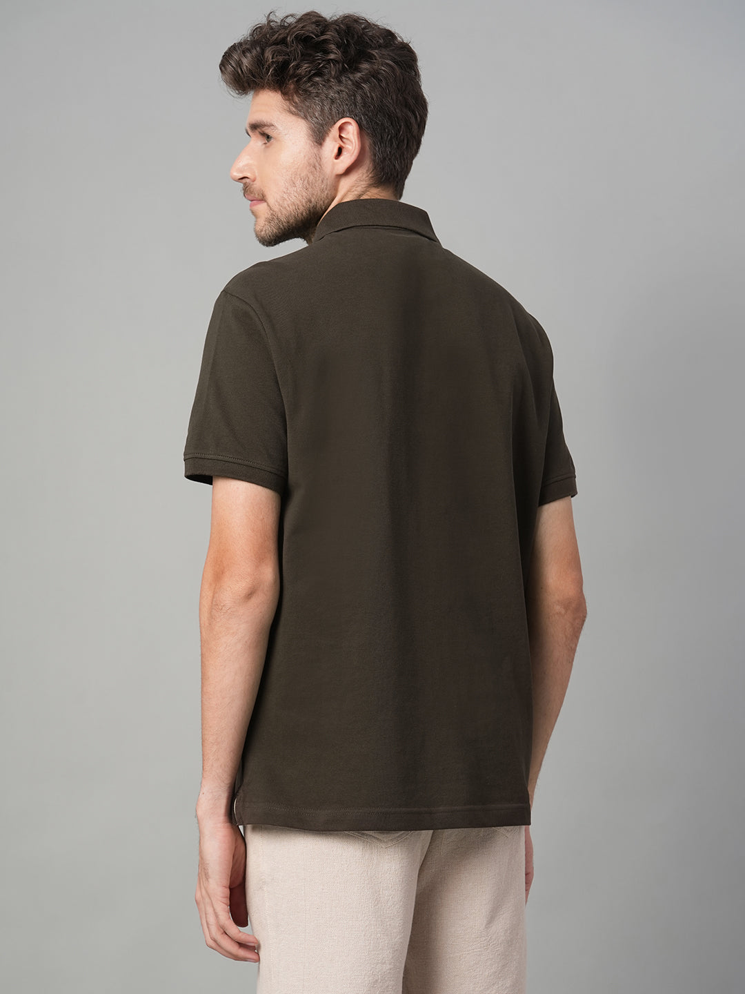 Men's Brown 100% Cotton Regular Fit Tshirt
